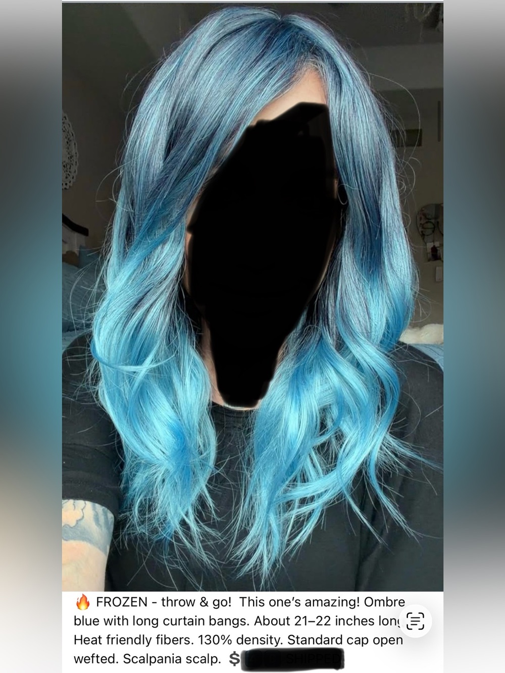 CindHAIRella Ice Queen Blue Ombre Synthetic Standard Wig with Bangs